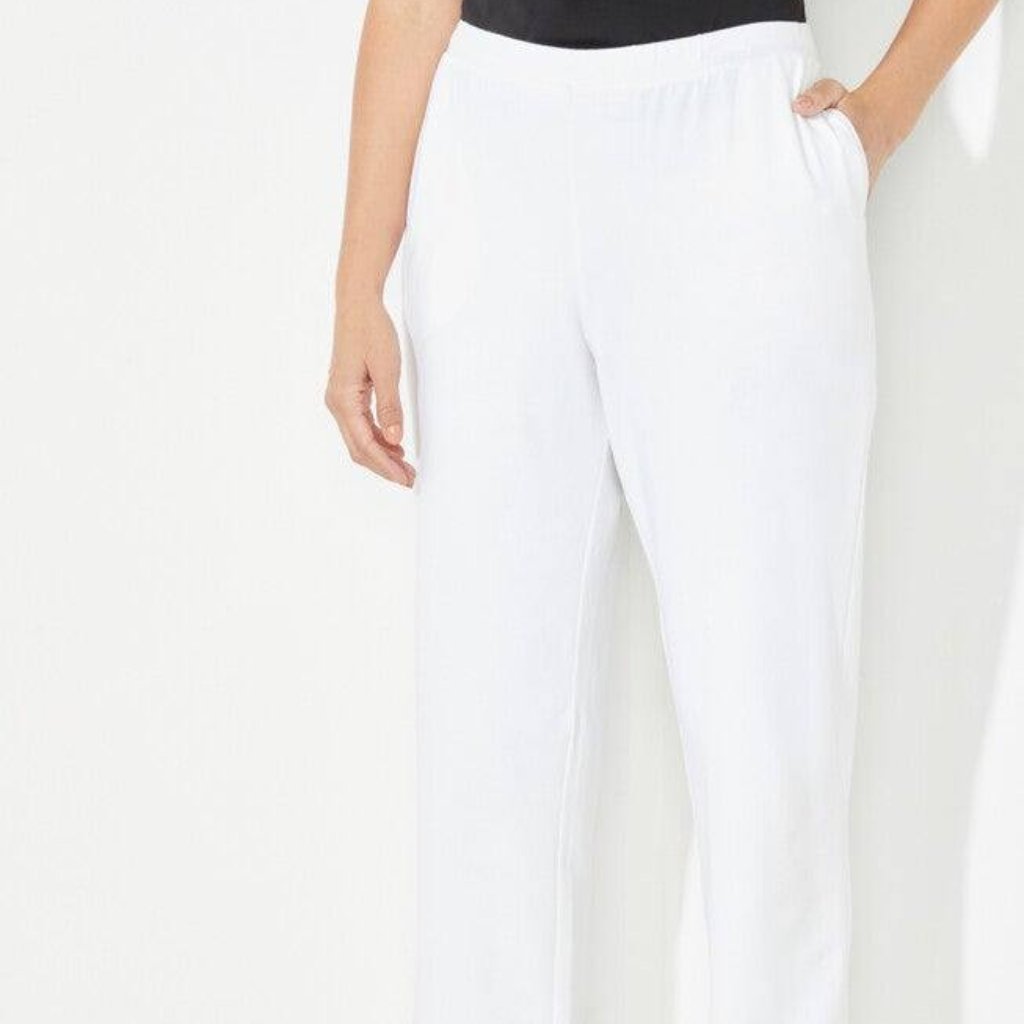 Catherines Suprema White Cotton Stretch Pants Straight Leg 4xwp (Petite)- Nwt